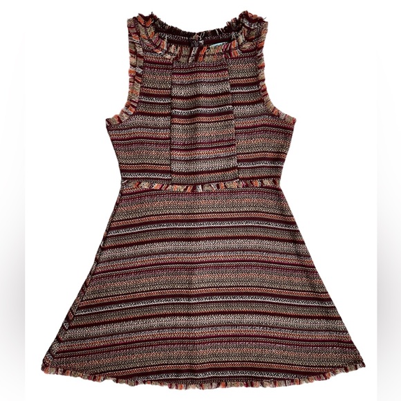 She & Sky retro brown tweed twill boho bohemian dress juniors size medium - Picture 1 of 16